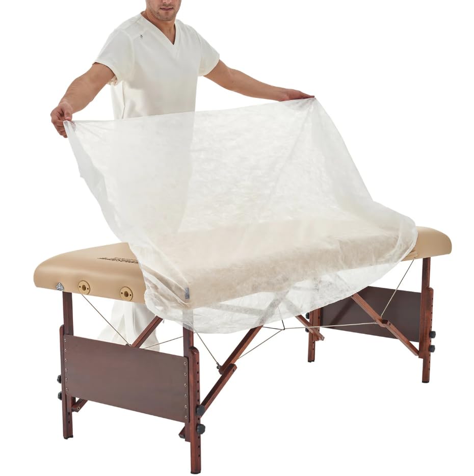 HOT BARGAINS 20 X Disposable Fitted Bed Sheets, Massage Table Sheets Bed Covers with Elastic, Breathable Non-Woven Fabric Table Protective Cover, Single Use for Salon Body Skincare Treatments