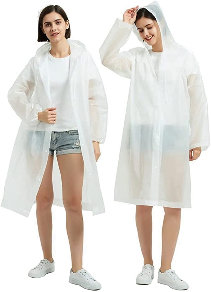 HOT BARGAINS 2 X Rain Poncho Adult Waterproof Reusable Assorted Color Raincoat with Hoods and Sleeves Ideal for Adult Teens Travel Festival Theme Parks (PACK OF 2)