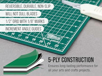 Self-Healing Cutting Mat A1 - 90 x 60cm, A2 - 60 x 45cm and A3 - 45 x 30cm, 5-Ply Green Craft Board, Recycled PVC Hobby Mat for Sewing, Quilting & Crafts