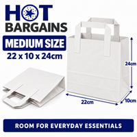 Hot Bargains — 250 X White Flat Handle Paper Bag - Medium — photo 2
