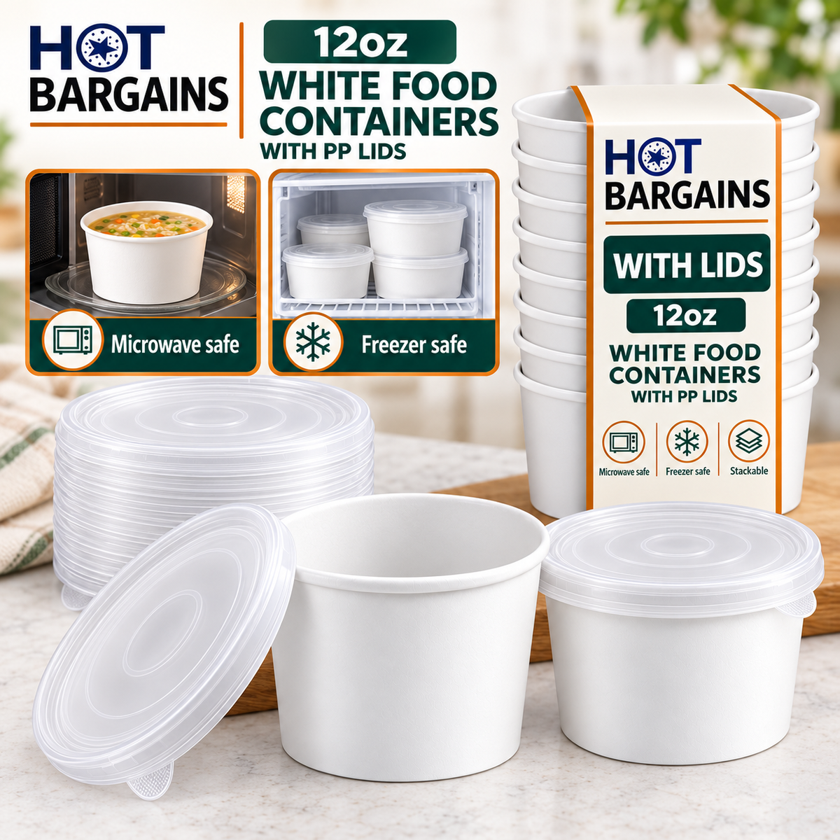 Hot Bargains — 250 x 12oz White Soup Cups + PP Lids — photo 5