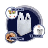Pack of 1000 Jumbo White Vest Carrier Bags – Extra Large Size 13" x 19" x 23"