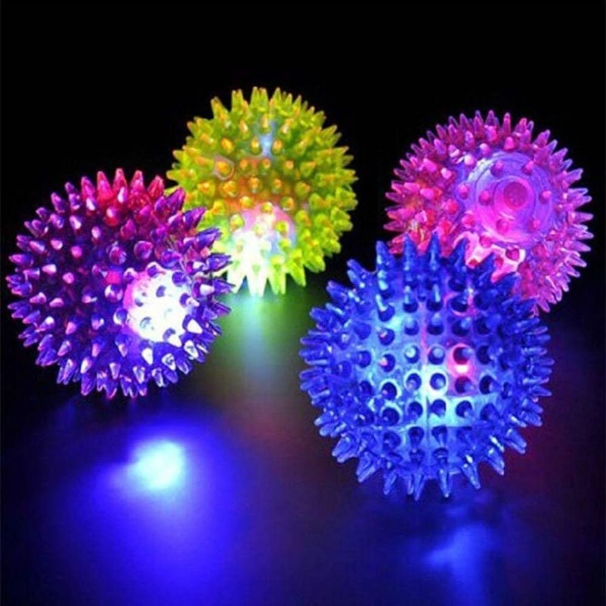 Flashing Spike Ball – Light-Up Spikey Massage Ball with Bounce, Light & Sound – Sensory Toy for Stress Relief, Play & Therapy