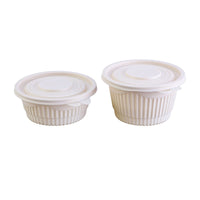 Pack of 200 Corn-Starch Round Food Containers with Lids | BPA-Free, Biodegradable, Microwave & Freezer Safe