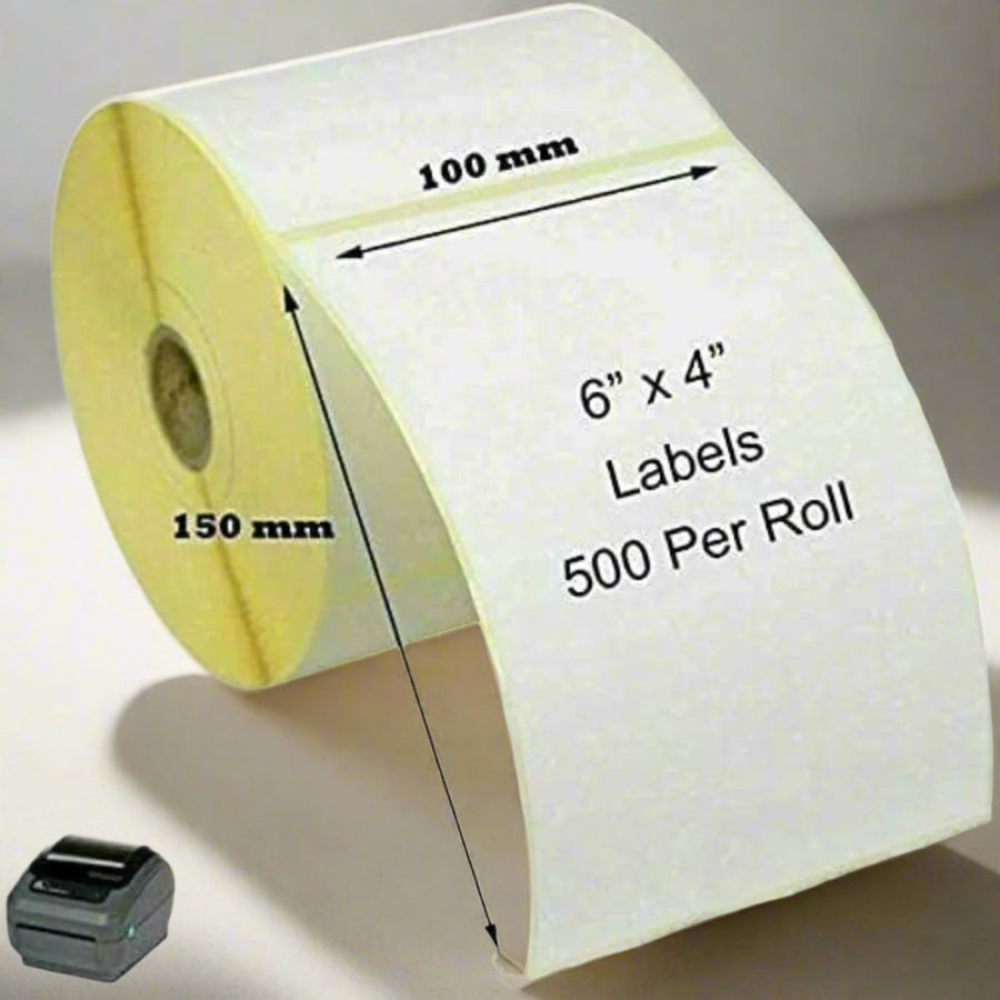 Pack of 12 Thermal Labels Rolls - 500 Labels Per Roll (4" x 6")