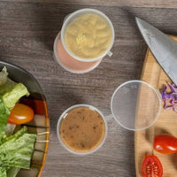 Pack of 1000 Round Sauce Pots with Hinged Lids Available in 1oz, 2oz, 4oz Sizes