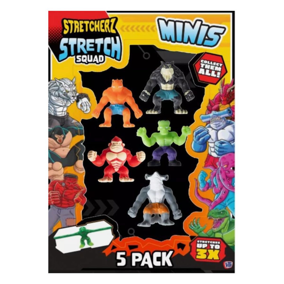 Pack of 5 Mini Stretchy Monster Figures – Stretch 3x Size! | Assorted Stretch Squad