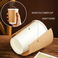 Pack of 500 Disposable Double Wall Coffee Cups Size 8oz, 12oz & 16oz