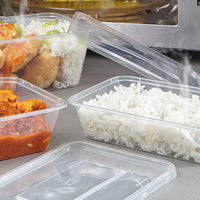 Pack of 250 Clear Plastic Rectangular Containers with Lids Size: 500/650/750/1000 ML.