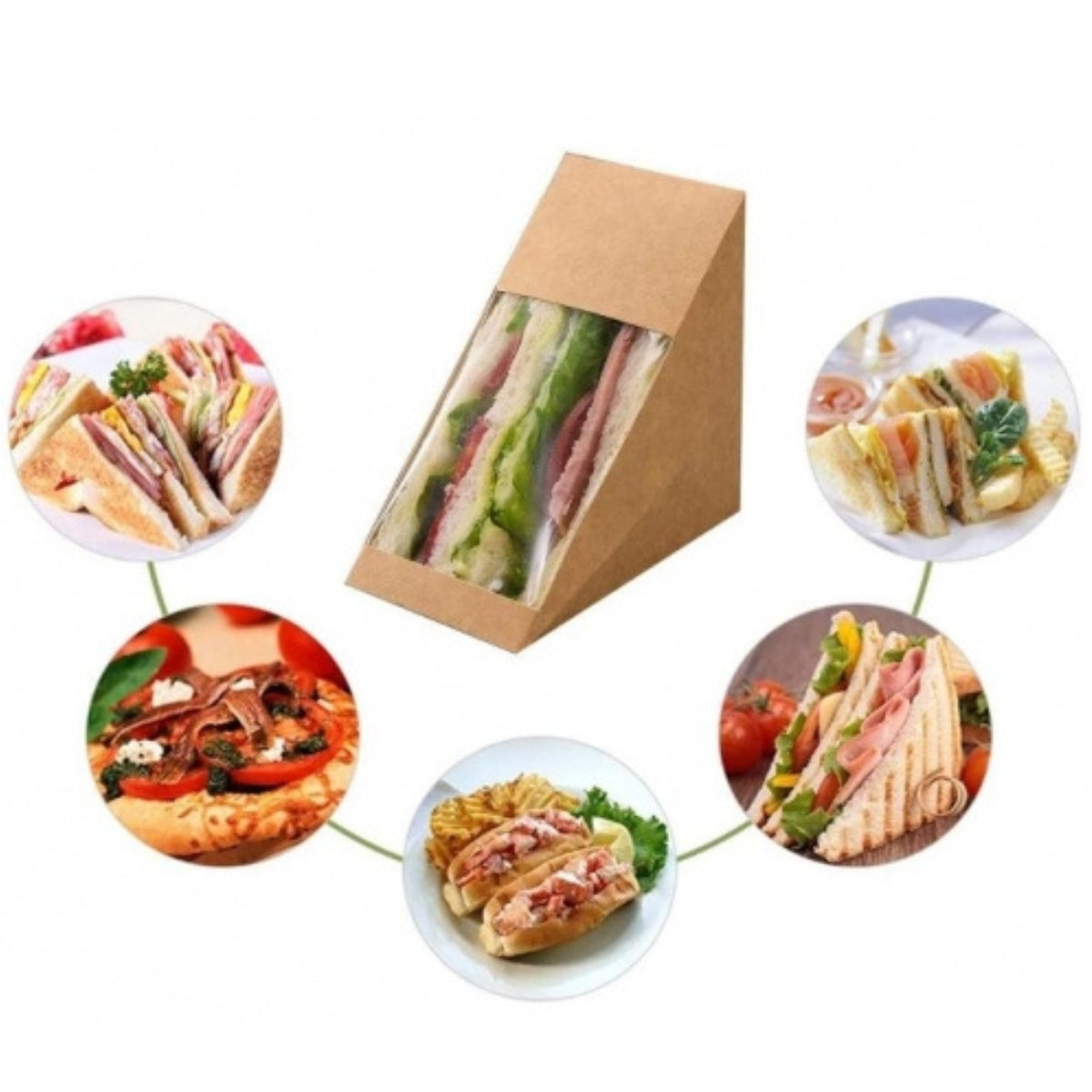 Pack of 250 Kraft Sandwich Wedges – Single & Double Size.