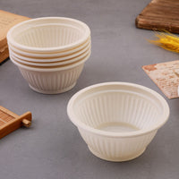 Pack of 200 Corn-Starch Disposable Round Food Bowls | Biodegradable, BPA-Free, Microwave & Freezer Safe