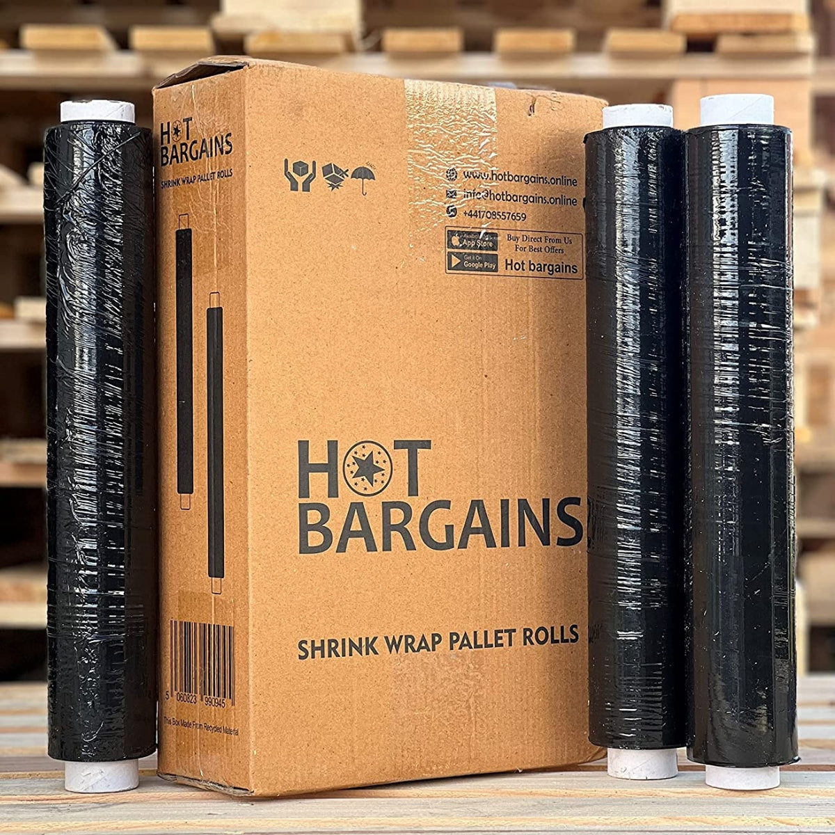 Pallet Wrap Heavy Duty Stretch Shrink Wrap Clear & Black Colour Pack of 10 / 20