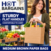 Hot Bargains — 250 X Brown Flat Handle Paper Bag - Medium — photo 3