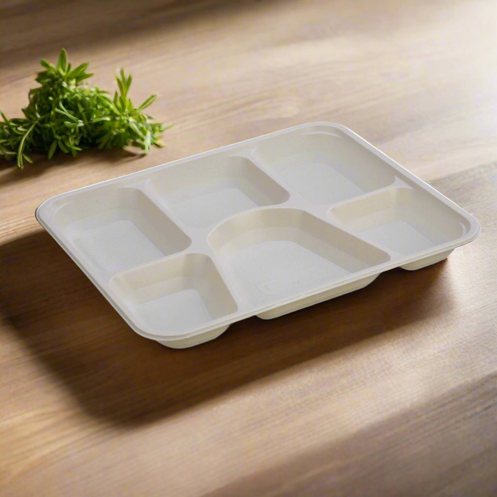 Pack of 200 Corn-Starch Disposable Food Plates Biodegradable BPA-Free Microwave Safe, 3/4/6 Compartments