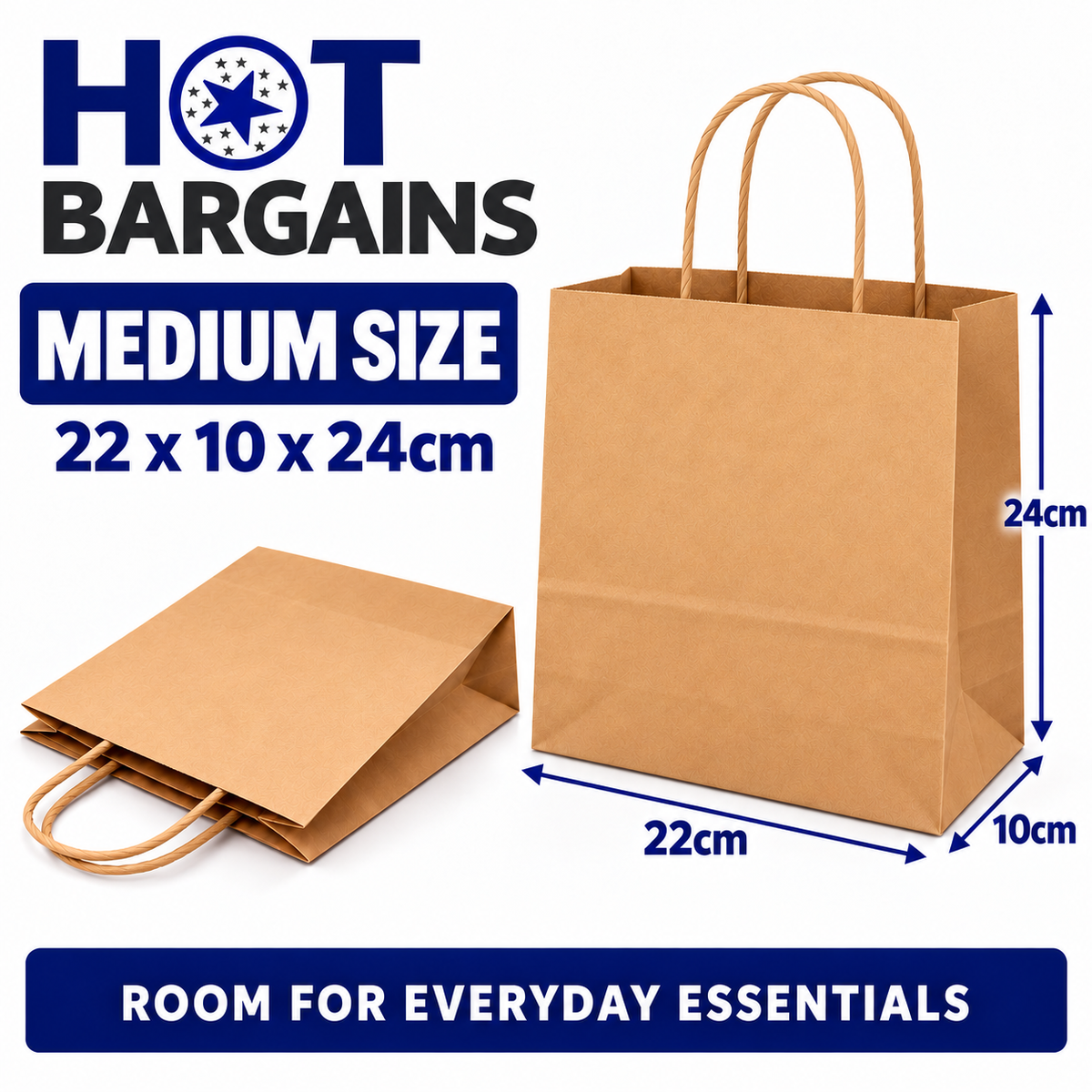 Hot Bargains — 250 X Brown Twisted Paper Bag - Medium — photo 2