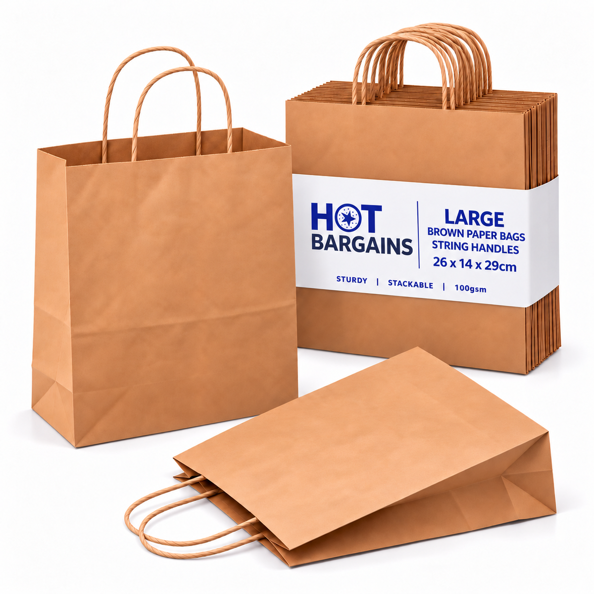 Hot Bargains — 250 X Brown Twisted Paper Bag - Large
