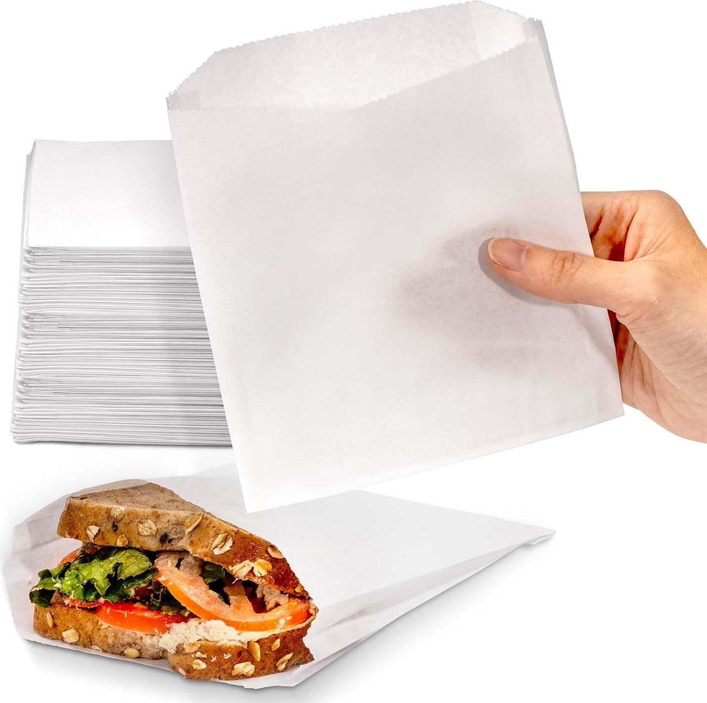 Greaseproof Paper Food Bags – White or Brown 100% Grease Resistant for Sandwiches, Bakery & Takeaway Foods