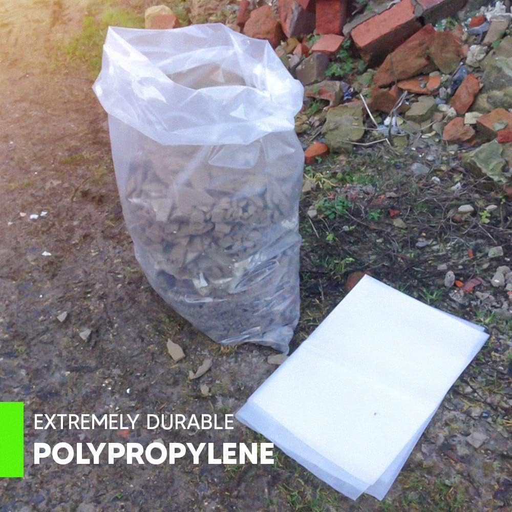 Pack of 100 Clear Rubble Sacks Heavy Duty Garden Waste Bags Size: 33" X 24".