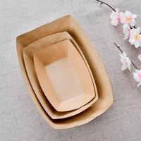 Pack of 500 Kraft Paper Boat Trays Small, Medium and Large Size Organic Coating Food Trays