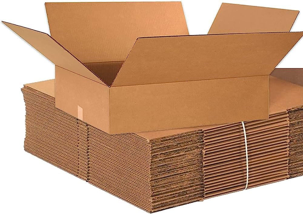 Corrugated Cardboard Shipping Boxes Pack of 25 Brown Packaging & Mailing Boxes with Various Sizes Postal Boxes for Business, Posting, Storing or Gift (18" X 12" X 4" (45.72 X 30.48 X 10.16 CM), Brown)