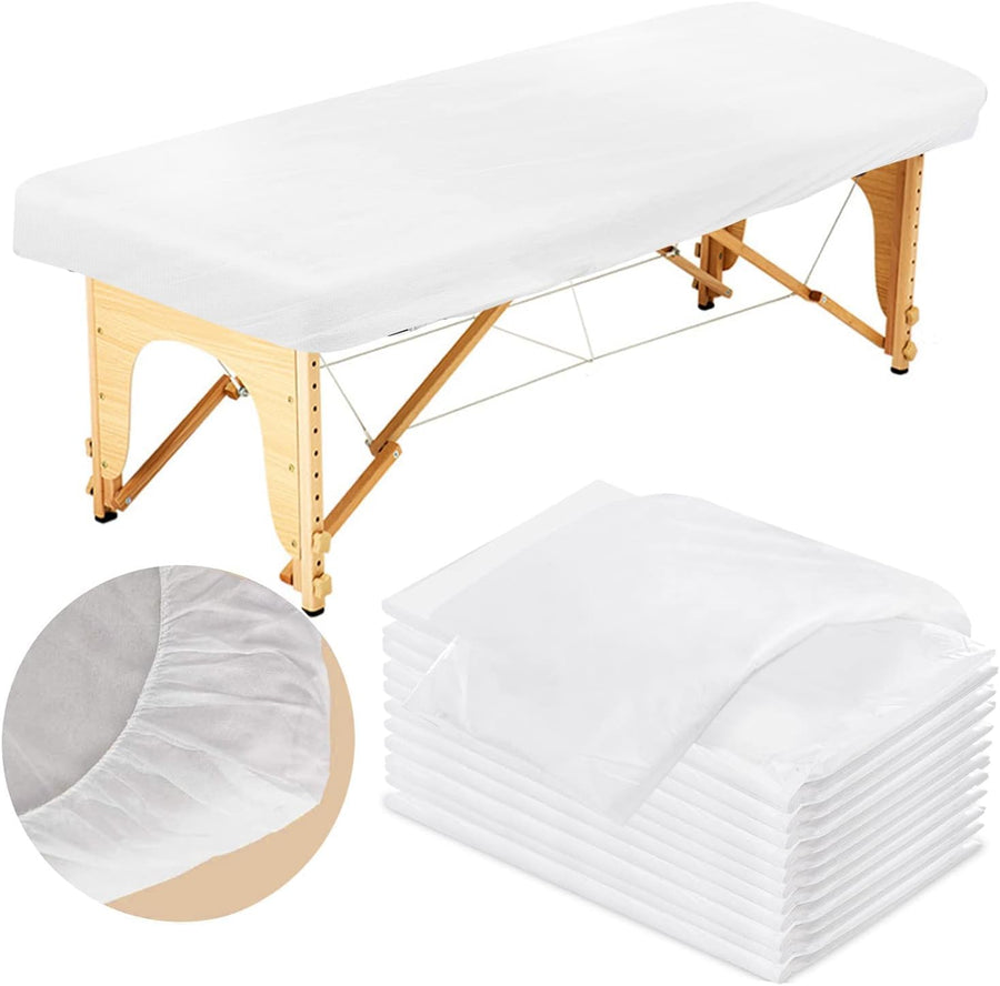 HOT BARGAINS 20 X Disposable Fitted Bed Sheets, Massage Table Sheets Bed Covers with Elastic, Breathable Non-Woven Fabric Table Protective Cover, Single Use for Salon Body Skincare Treatments