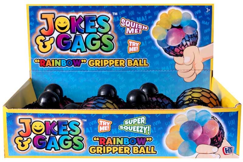 HOT BARGAINS 12 X Rainbow Gripper Ball Squishy Mesh Ball Fidget Toys Stress Ball - Alleviate Tension, Anxiety and Improve Focus Party Party Bag Filler (Gripper, 12, Count)