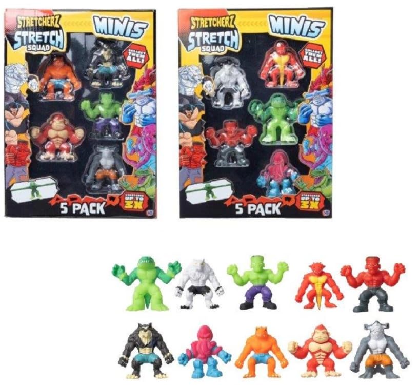 HOT BARGAINS Pack of 5 Mini Stretchy Monster Figures Gift Set (Stretches 3 Times The Size) Jump & start your Assorted Stretch Squad collection for Party Bag Fillers, Birthday