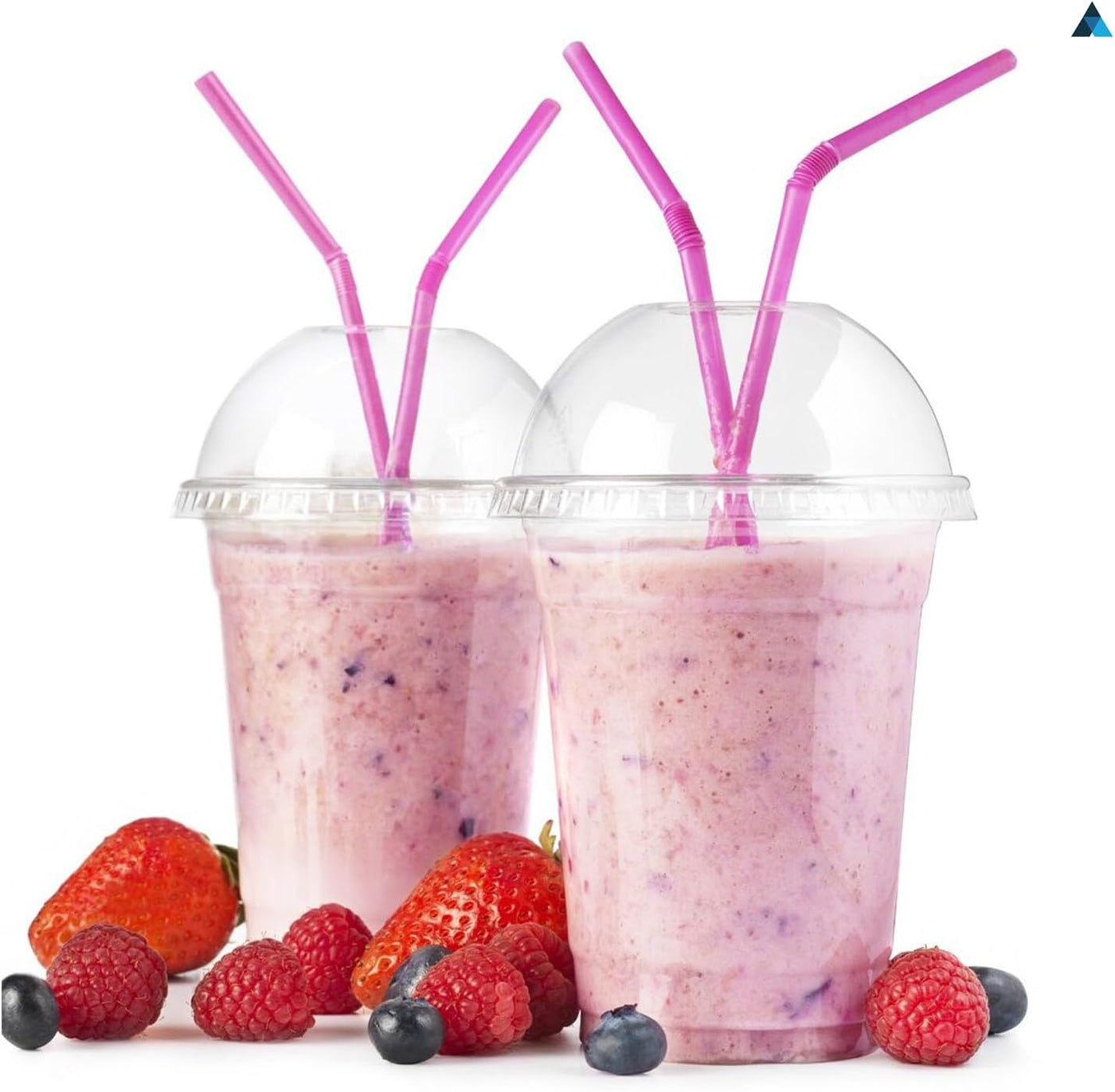 Pack of 1000 Premium Smoothie Cups with Dome Lids – Sizes: 10oz / 12oz / 16oz / 20oz / 24oz.