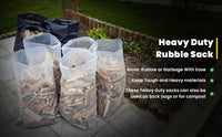 Pack of 100 Clear Rubble Sacks Heavy Duty Garden Waste Bags Size: 33" X 24".