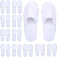 HOT BARGAINS Pack of 30 (15 Pairs) White Towelling Hotel Slippers with Closed Toe Terry Type Spa Slippers