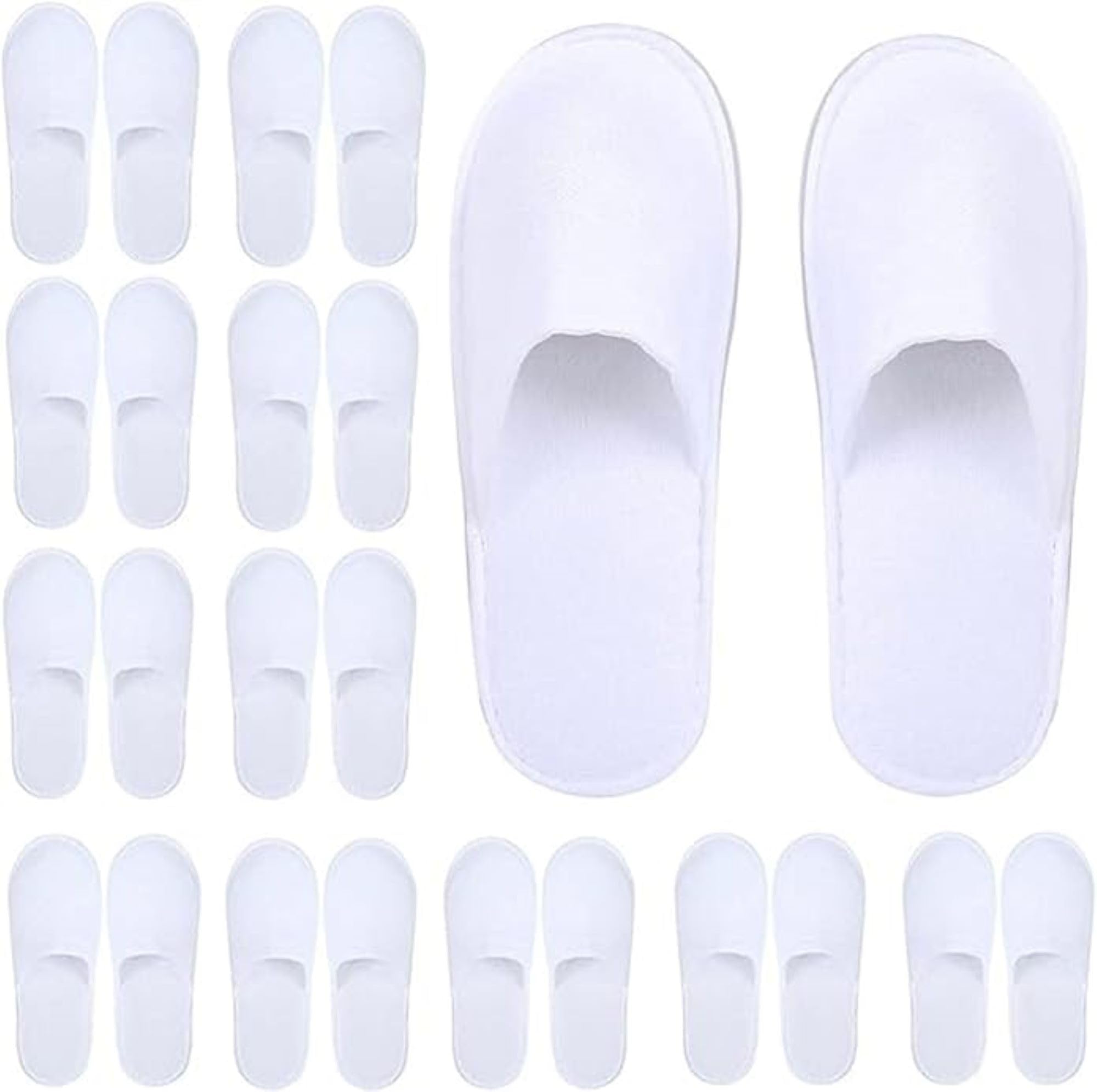 HOT BARGAINS Pack of 30 (15 Pairs) White Towelling Hotel Slippers with Closed Toe Terry Type Spa Slippers