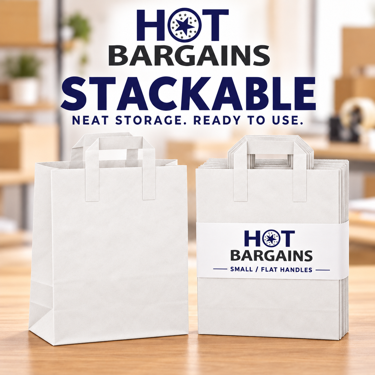 Hot Bargains — 250 X White Flat Handle Paper Bag - Small — photo 4