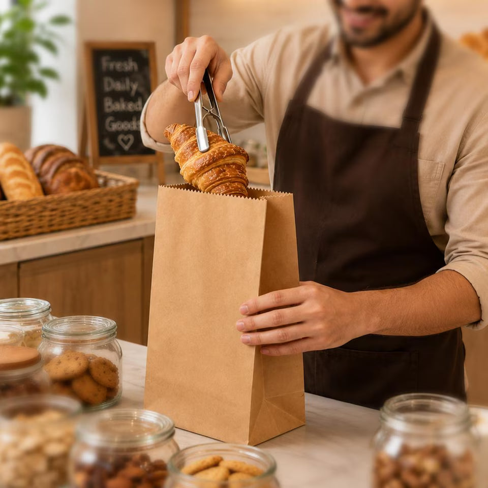 HOT BARGAINS 500 x Brown SOS Paper Bags with four different Sizes for Groceries, Sandwiches, Takeaway Food, Shopping, Party, Wedding & Retail Use
