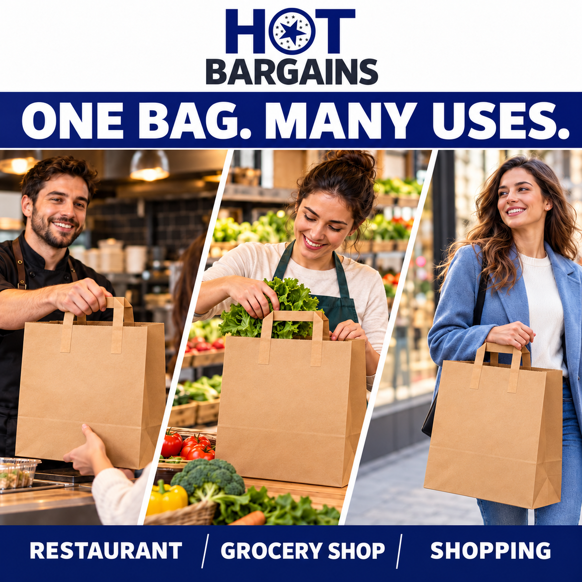 Hot Bargains — 250 X Brown Flat Handle Paper Bag - XL — photo 7