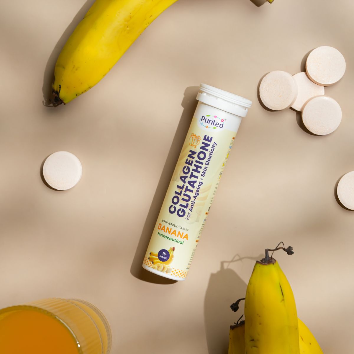 Anti-Aging Effervescent – Mango Green & Banana | 30 Tabs | Skin Elasticity & Wellness Support