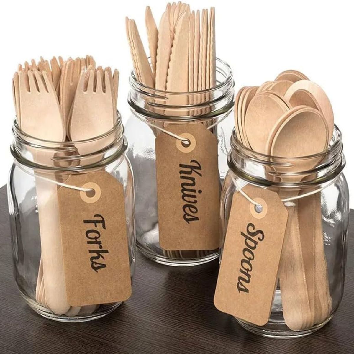 Pack of 1000 Biodegradable Wooden Cutlery Sets – Knives, Spoons & Forks