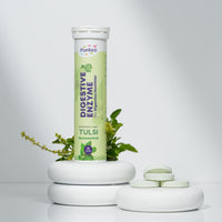 Digestive Enzyme Effervescent – Holy Basil & Green Lemon | 30 Tabs | Digestion & Gut Health Support