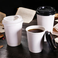 Pack of 500 Disposable Double Wall Coffee Cups Size 8oz, 12oz & 16oz
