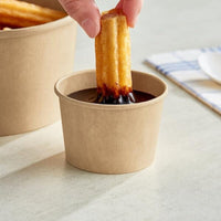 Pack of 1000 Kraft Paper Sauce Containers with Lids Size: 2oz/4oz.