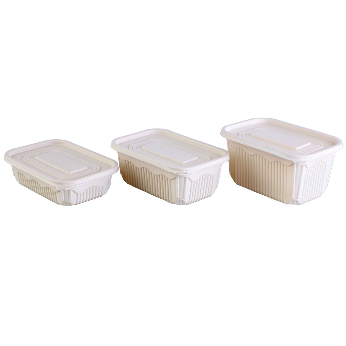 Pack of 200 Corn-Starch Rectangle Food Containers with Lids | BPA-Free, Biodegradable, Microwave & Freezer Safe