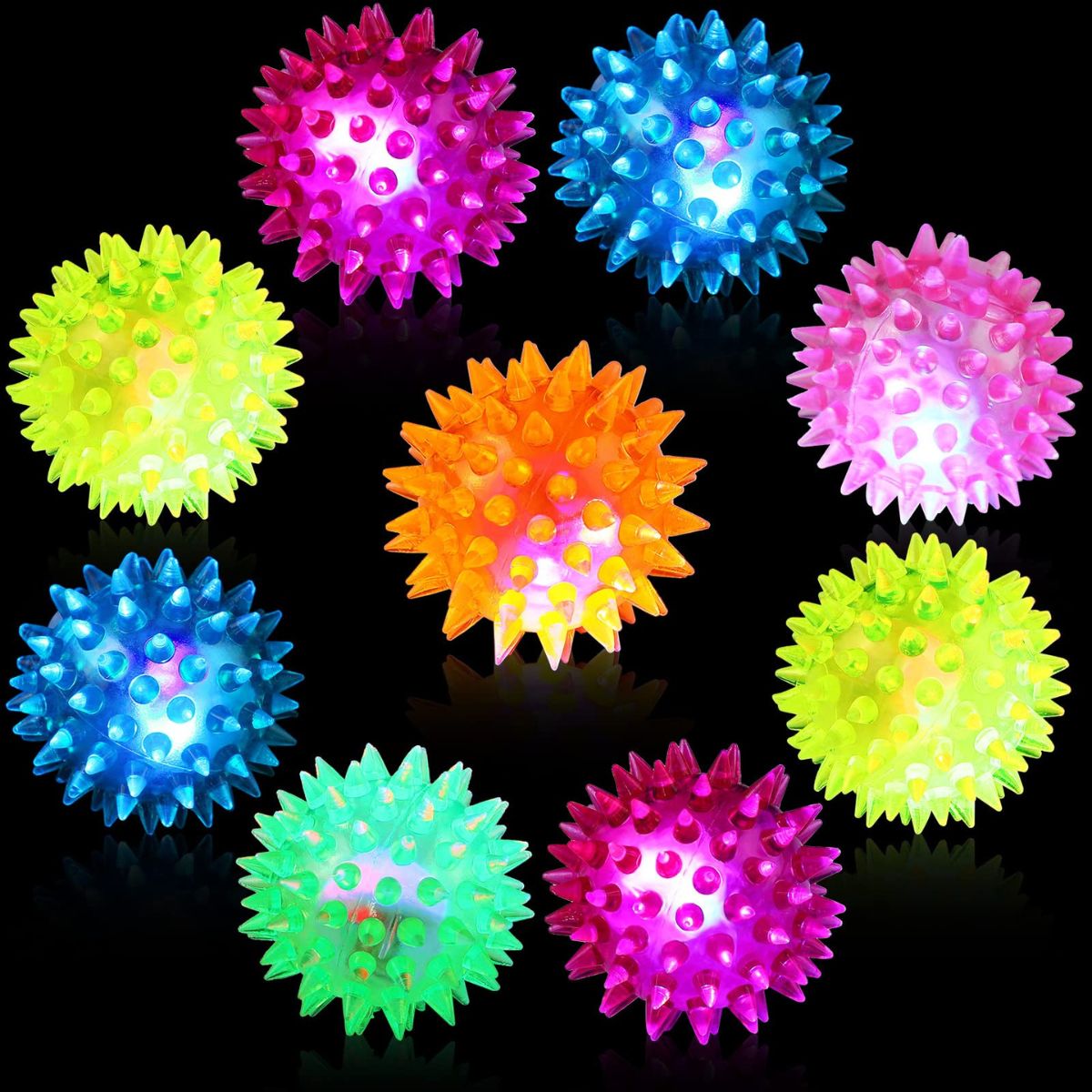 Flashing Spike Ball – Light-Up Spikey Massage Ball with Bounce, Light & Sound – Sensory Toy for Stress Relief, Play & Therapy