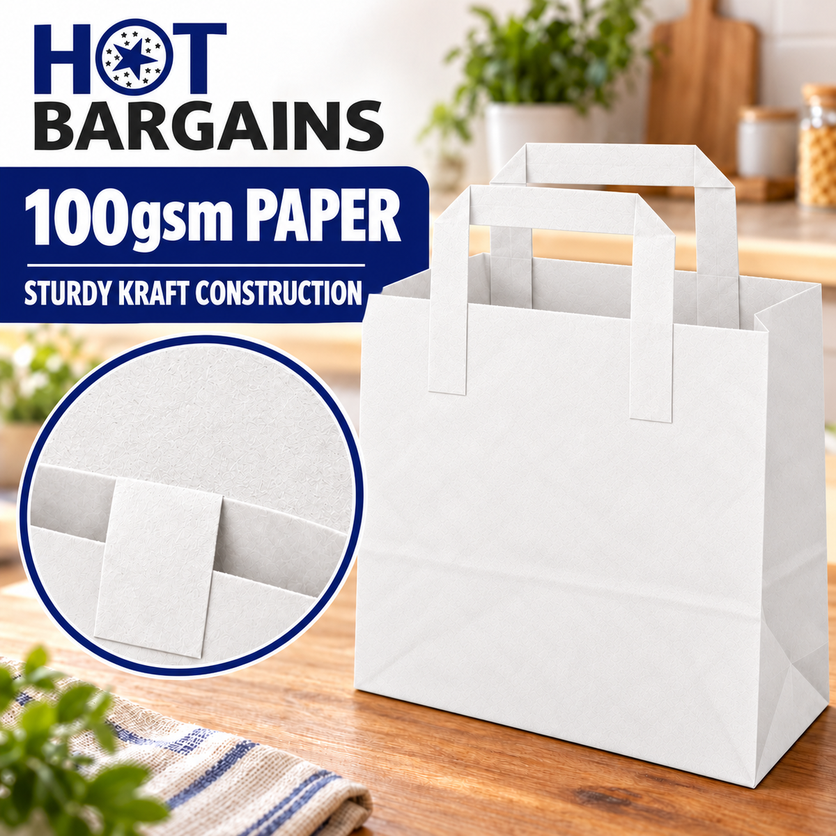 Hot Bargains — 250 X White Flat Handle Paper Bag - XL — photo 5