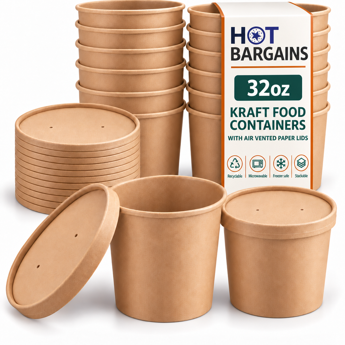 Hot Bargains — 250 x 32oz Brown Soup Cups