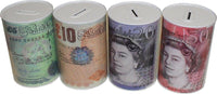 HOT BARGAINS 2 X Sterling Money Tin 16cm X 12cm Piggy Bank Savings Money Tin, Cash & Coin Tin with Assorted Colour (Pack of 2)