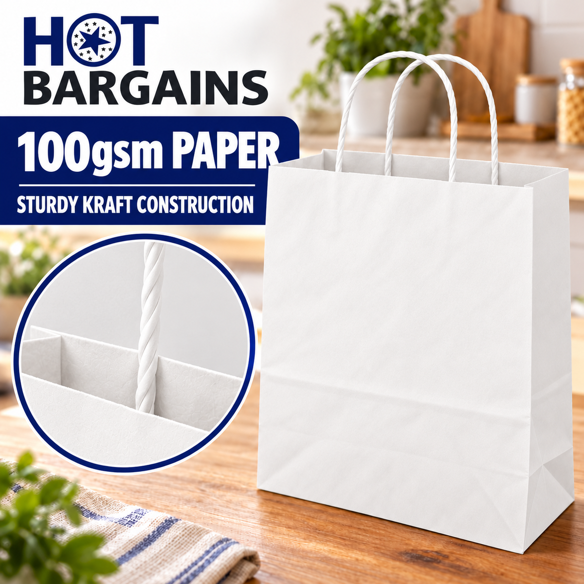 Hot Bargains — 250 X White Twisted Paper Bag - Large — photo 5