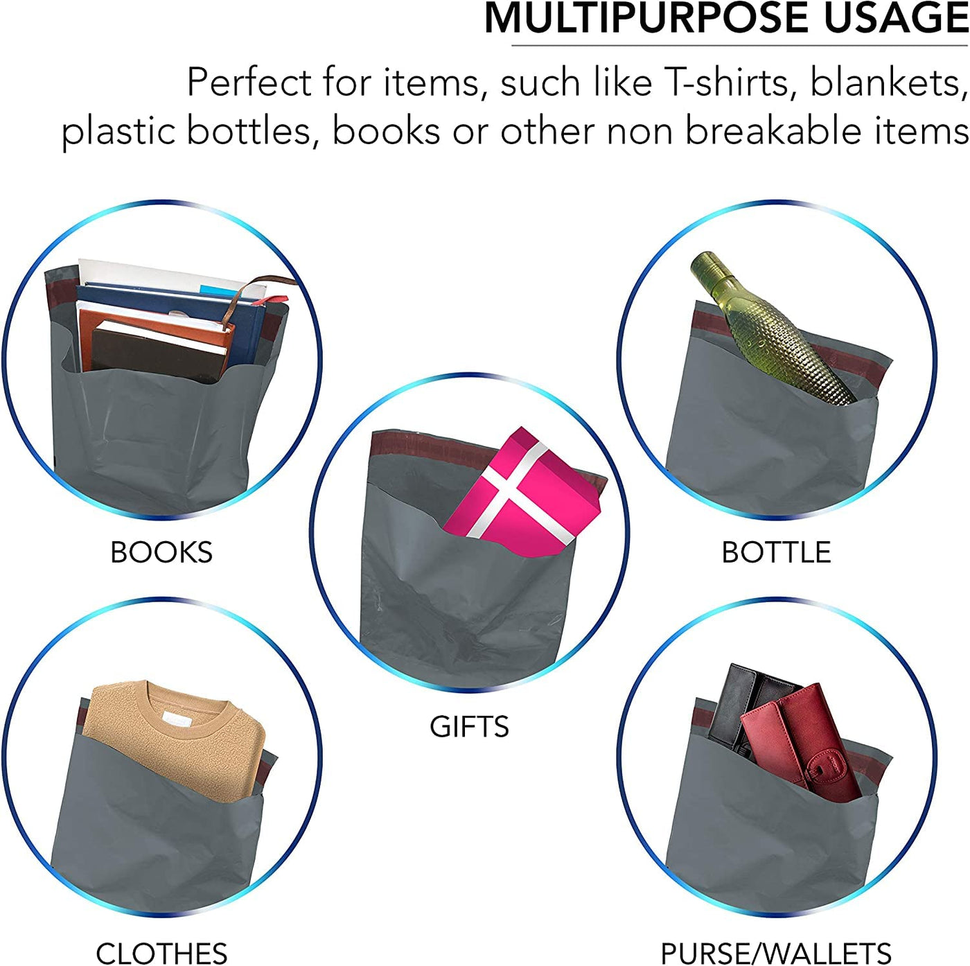 Grey Mailing Plastic Postal Self Seal 100pcs Bags From Small to Large Sizes Packaging Poly Envelopes Mailing Bags for Posting and Packaging (Dark Grey) (14" x 21", Grey (Dark/Light))
