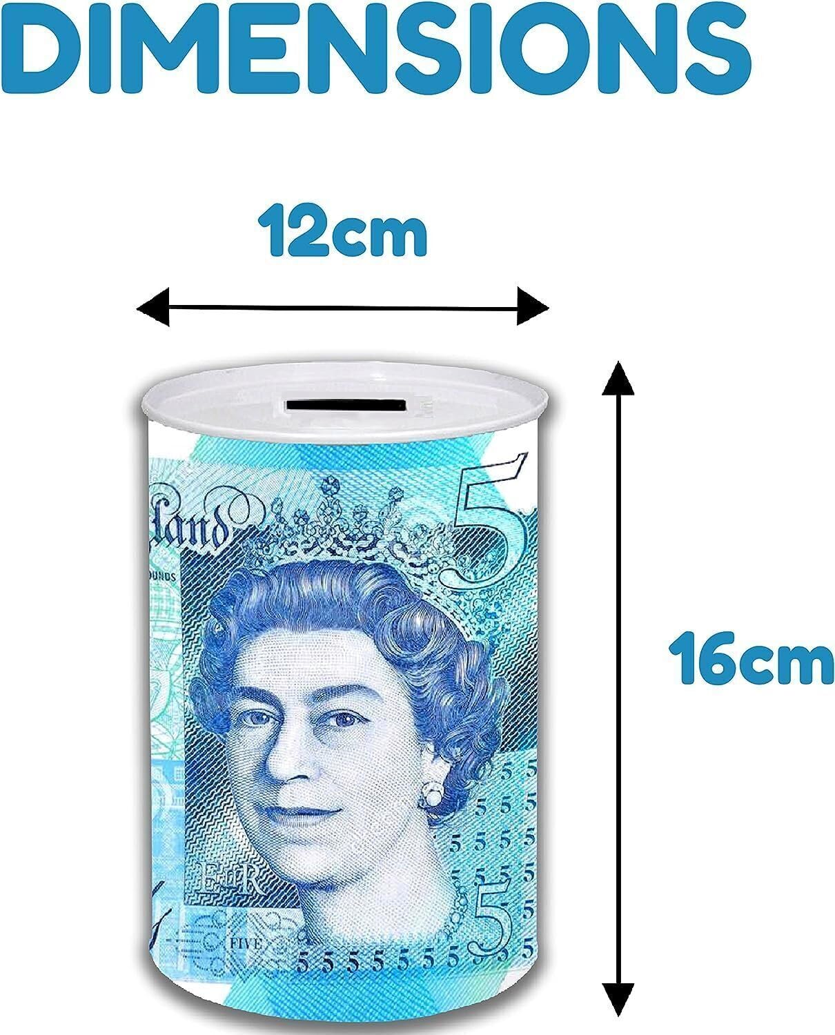 HOT BARGAINS 2 X Sterling Money Tin 16cm X 12cm Piggy Bank Savings Money Tin, Cash & Coin Tin with Assorted Colour (Pack of 2)