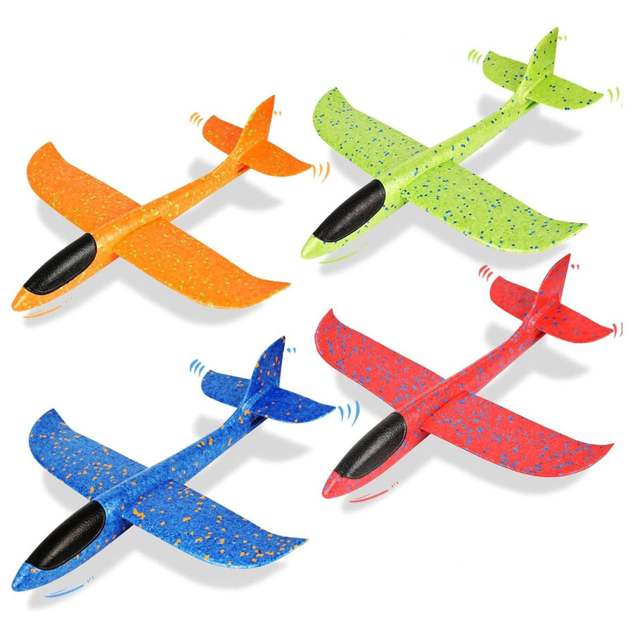 HOT BARGAINS 4 x Foam Glider Planes For Kids Assorted Colours 18 Inch Large Throwing Foam Glider Polystyrene Planes for Kids Outdoor Game