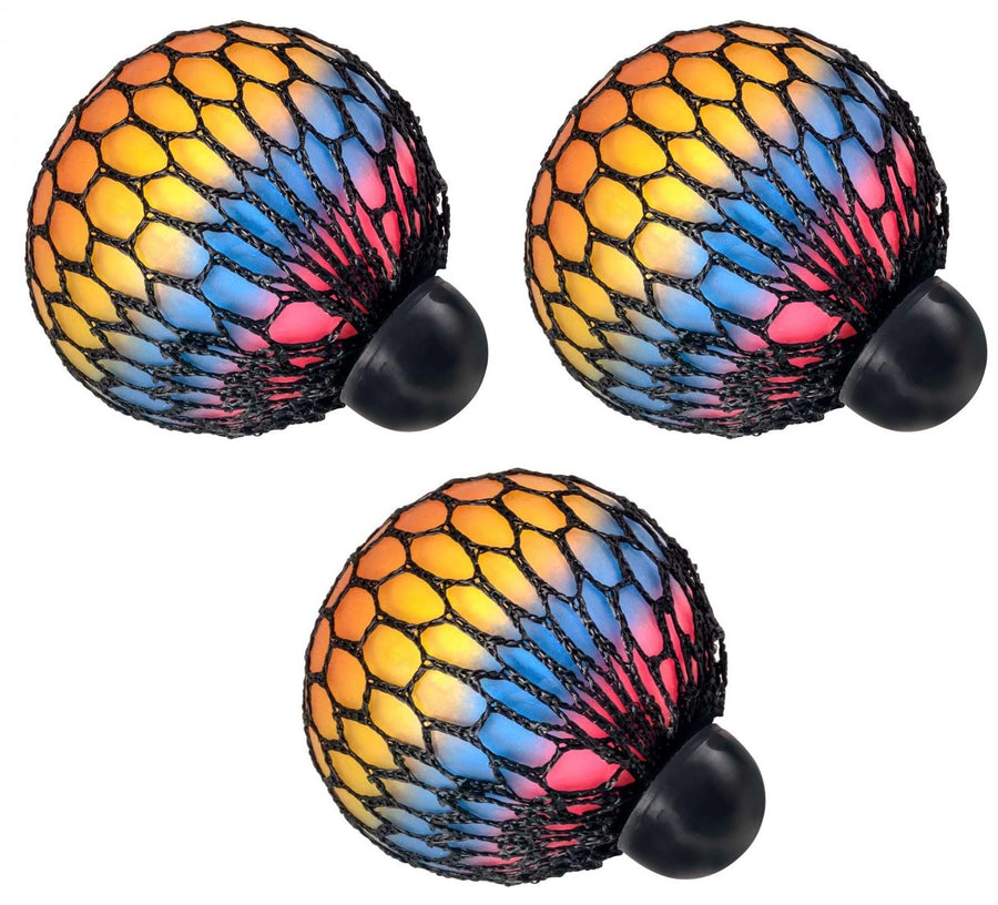 HOT BARGAINS 12 X Rainbow Gripper Ball Squishy Mesh Ball Fidget Toys Stress Ball - Alleviate Tension, Anxiety and Improve Focus Party Party Bag Filler (Gripper, 12, Count)