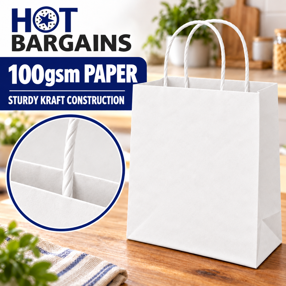 Hot Bargains — 250 X White Twisted Paper Bag - Small — photo 5